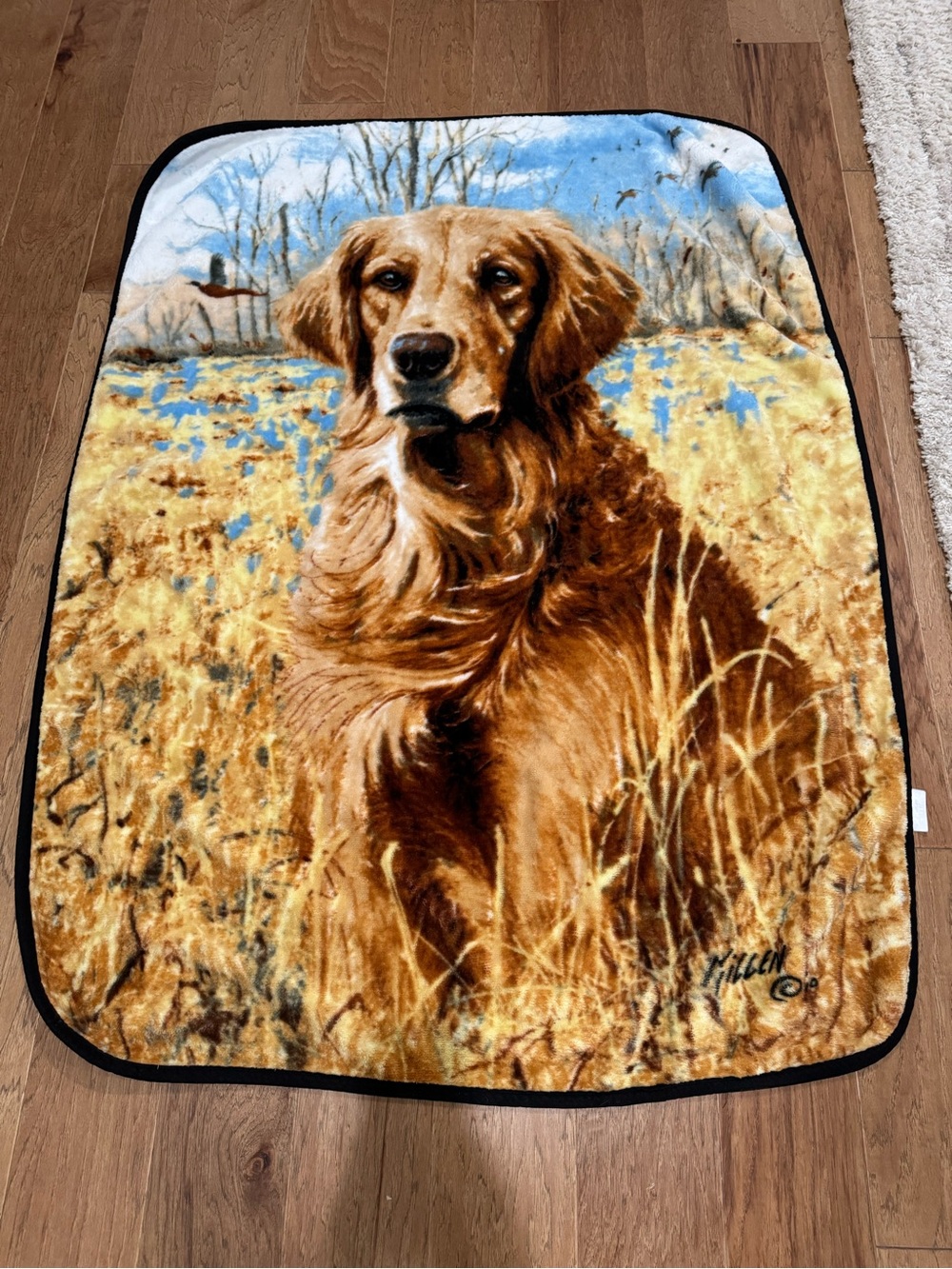 Vintage Jim Killen Golden Retriever Plush Throw Blanket Miss Lucy